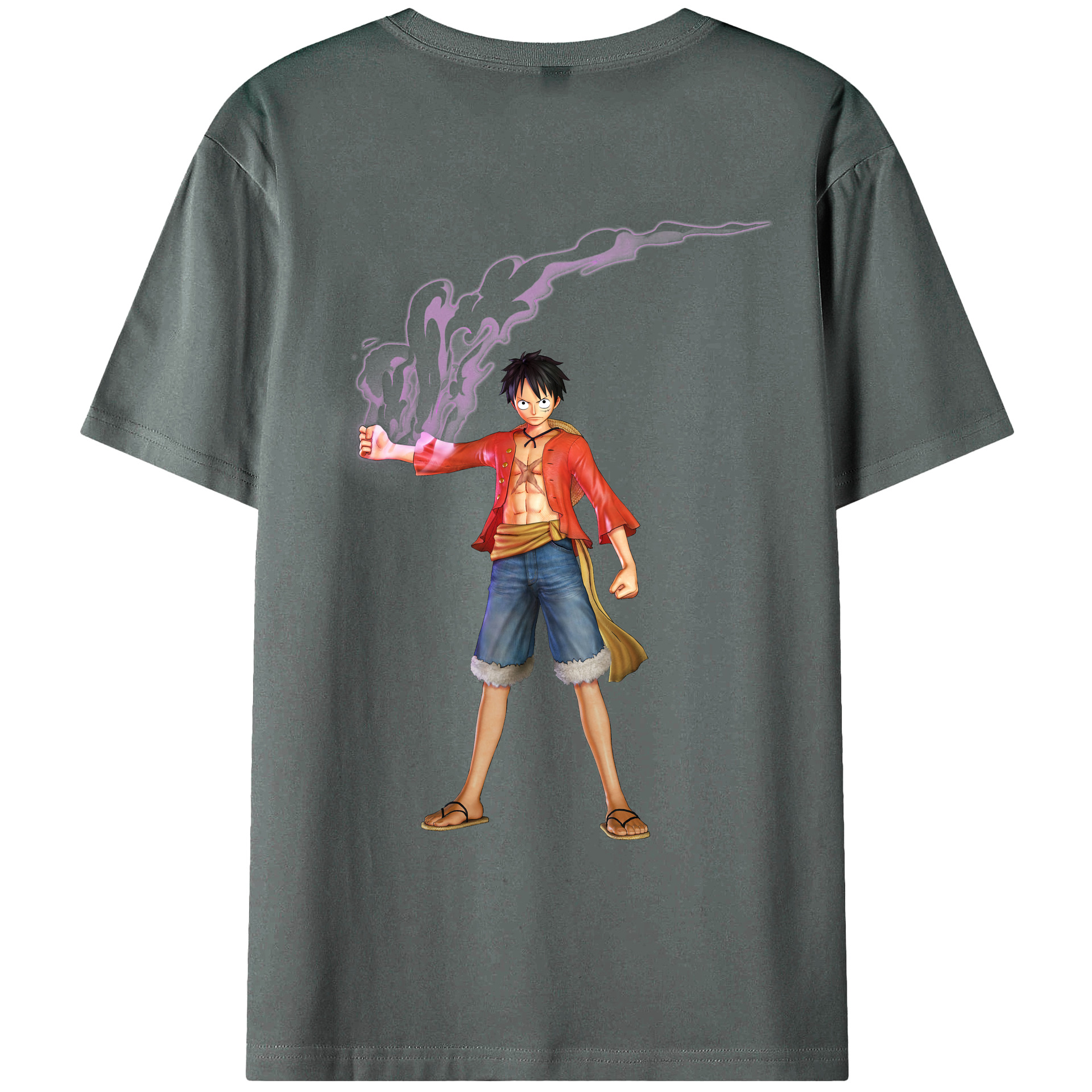 ワンピース モンキー・D・ルフィ ONE PIECE Monkey D. Luffy 綿100％ メンズ半袖Tシャツ（バックプリント） 通気性